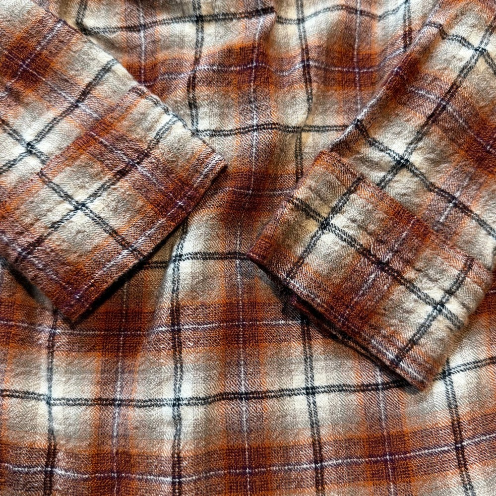 Beach‎ Lunch Lounge Plaid Button-Up Soft Flannel Fall Rustic Boho Shirt Women M - Picture 8 of 13
